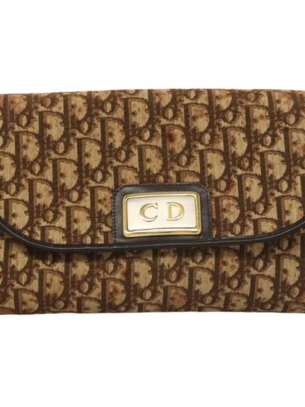 Christian Dior Trotter Canvas Chain Shoulder Bag Brown Gold Auth 117785 - Picture 2 of 15